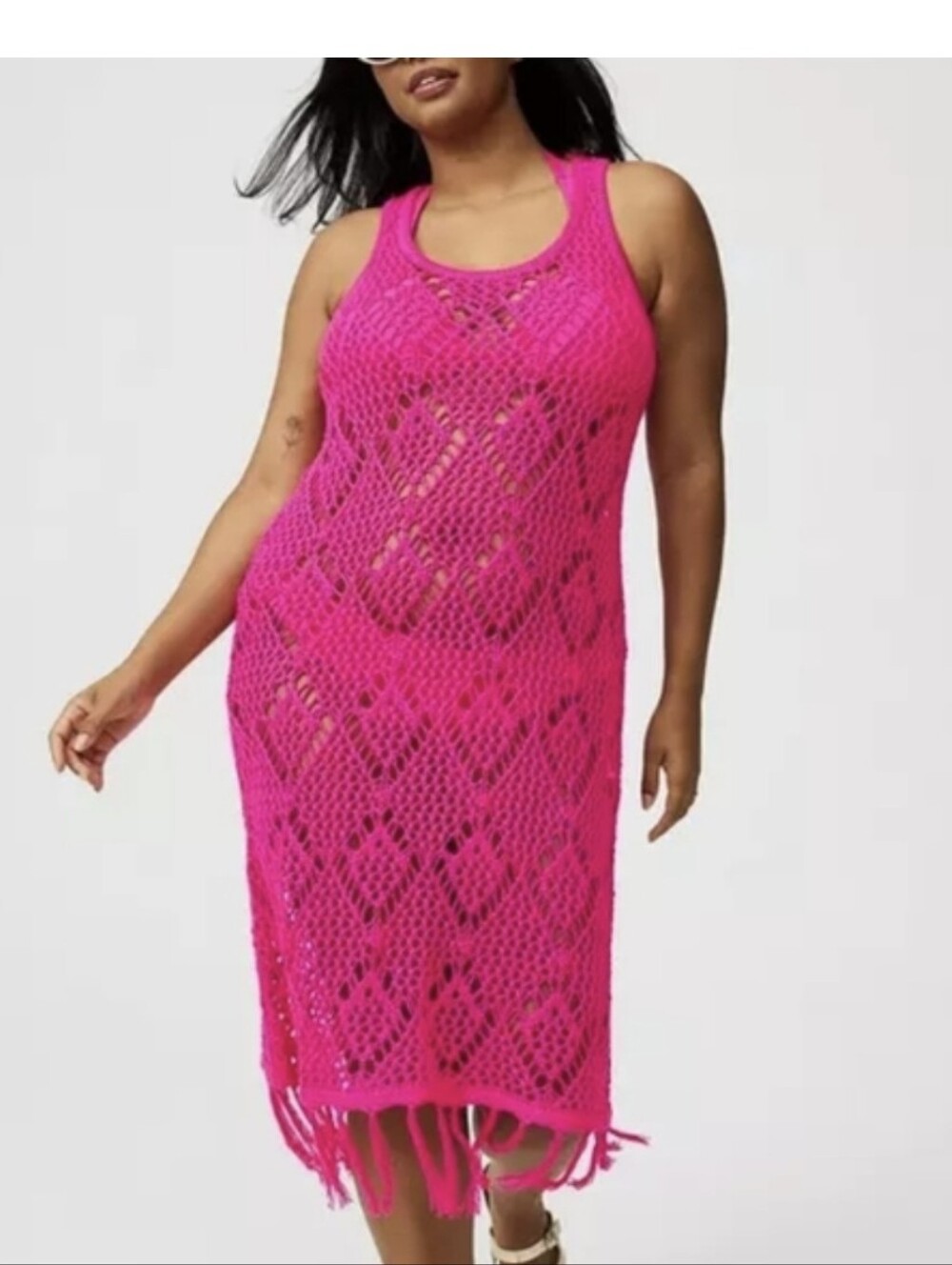Torrid Vibrant Pink Glo Crochet Swim Cover-Up